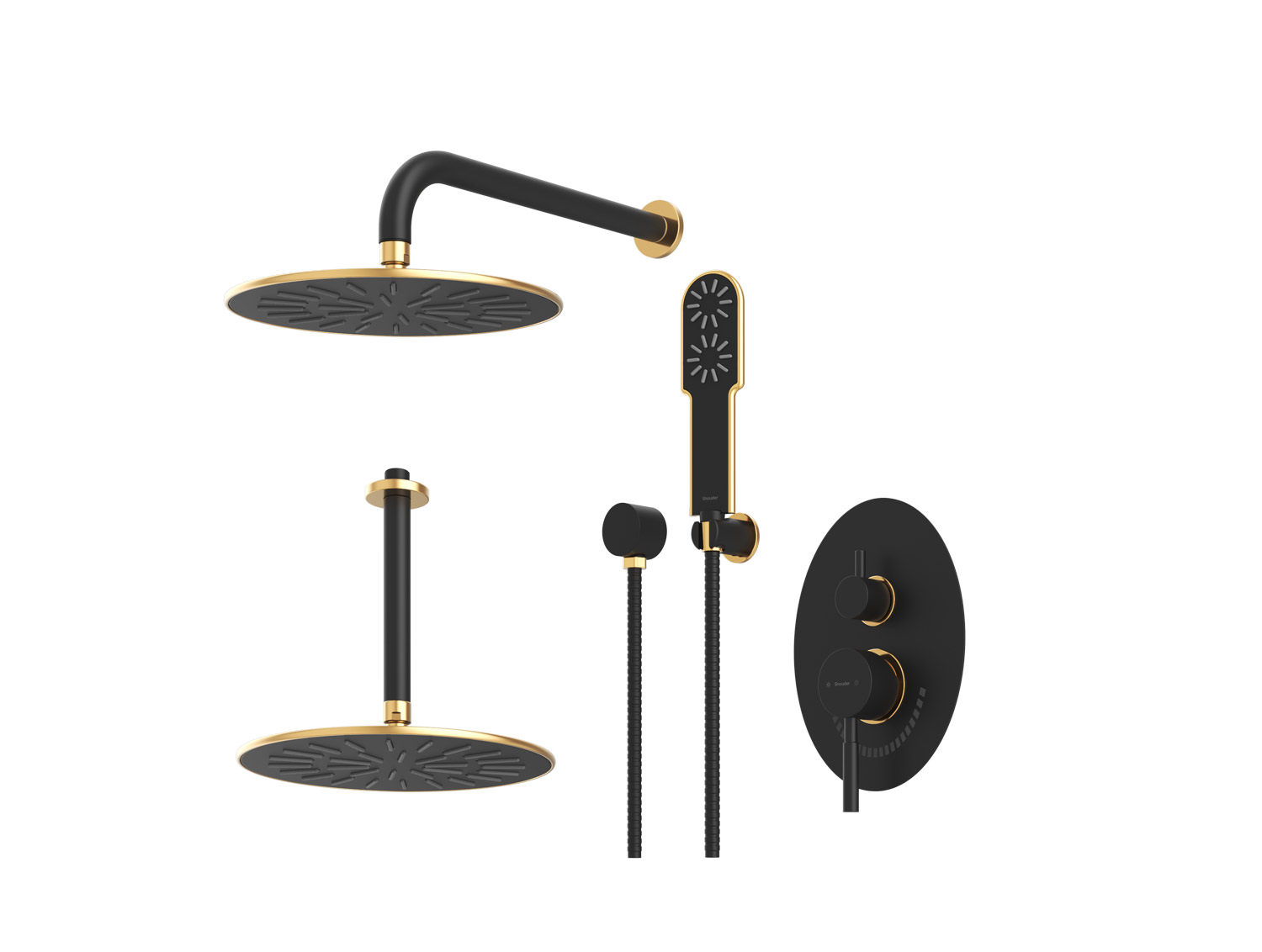 شیر حمام توکار روگن شودر تیپ ۳ BRASS رنگ مشکی طلا