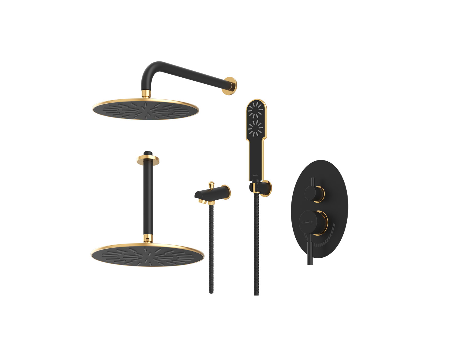 شیر حمام توکار روگن شودر تیپ ۴ BRASS رنگ مشکی طلا