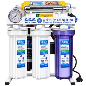 تصفیه آب CCK 9 مرحله‌ای شاسی فلزی با محافظ ممبران و فیلتر قلیایی و ست UV