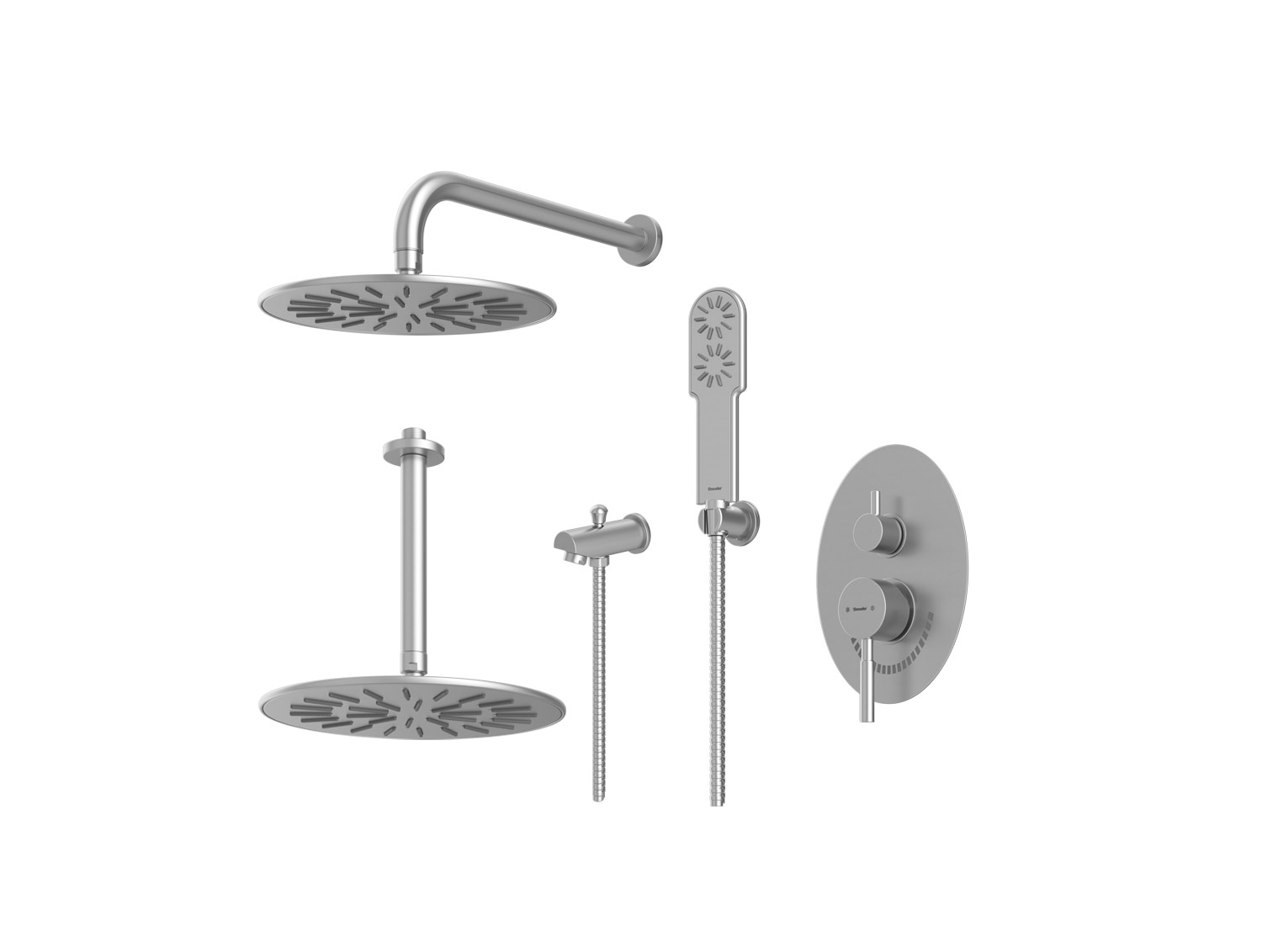 شیر حمام توکار روگن شودر تیپ ۴ BRASS رنگ کروم مات