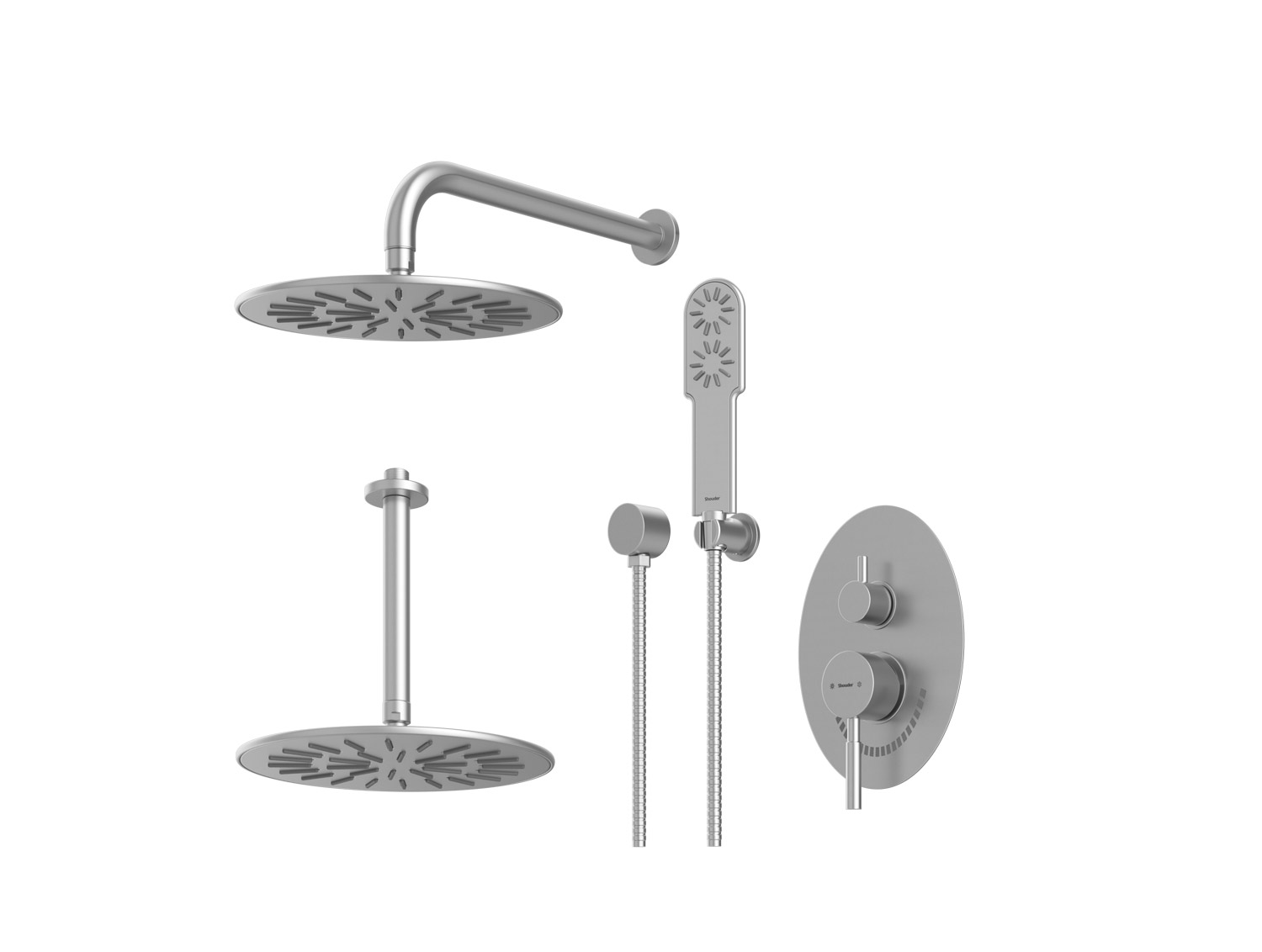 شیر حمام توکار روگن شودر تیپ ۳ BRASS رنگ کروم مات