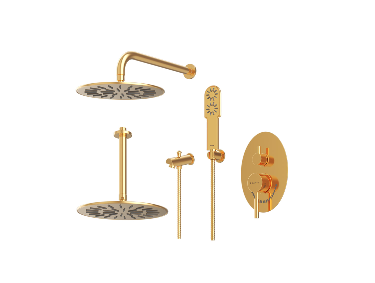 شیر حمام توکار روگن شودر تیپ ۴ BRASS رنگ طلا
