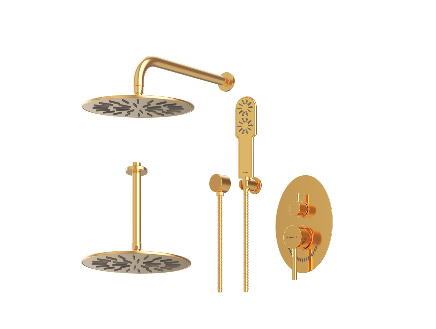 شیر حمام توکار روگن شودر تیپ ۳ BRASS رنگ طلا