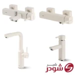 ست چهار تکه شیرآلات شودر مدل یونیک رنگ شیری کروم