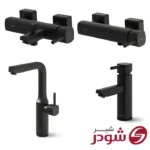 ست چهار تکه شیرآلات شودر مدل یونیک رنگ مشکی