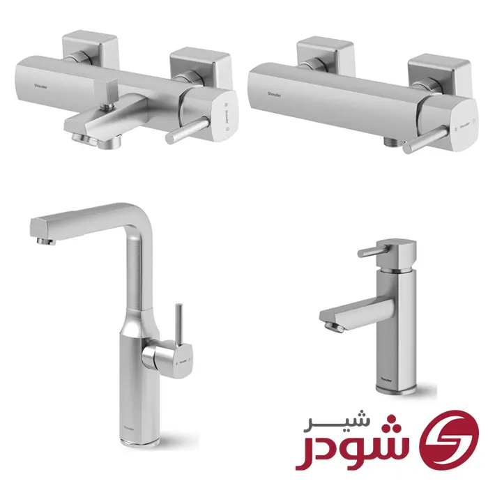 ست چهار تکه شیرآلات شودر مدل یونیک رنگ کروم مات