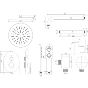 شیر حمام توکار شودر مدل روگن تیپ 3 BRASS