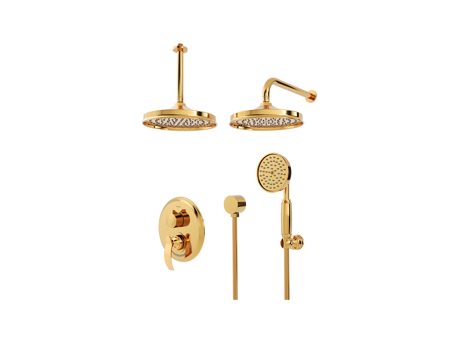 شیر حمام توکار شودر مدل گلوریس تیپ 3 BRASS