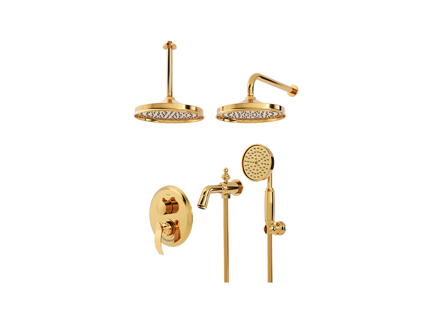 شیر حمام توکار شودر مدل گلوریس تیپ 4 BRASS